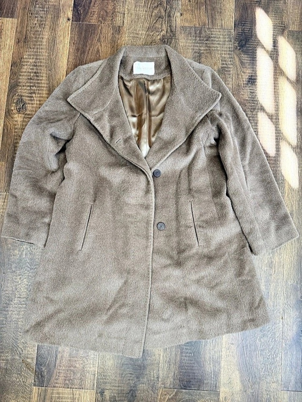 Fleurette Alpaca Wool Coat in Brown Size 14